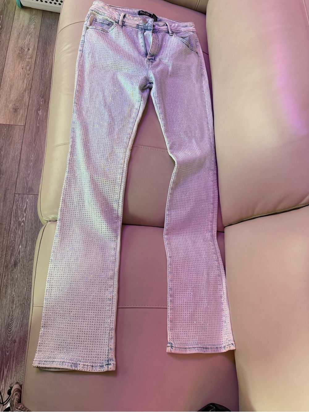 Rhinestone Light blue Jean Flared Jeans very stretchy but sturdy